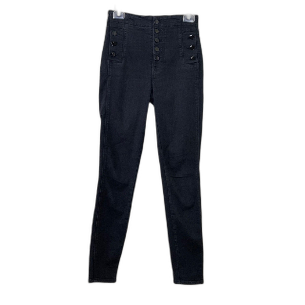 J Brand Natasha High Rise Skinny Stretch Jeans 26 Black Button Fly /pockets USA